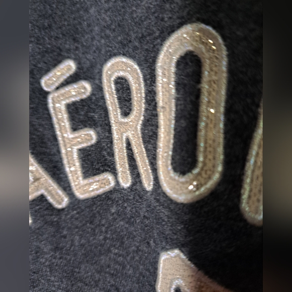 Aeropostle XS zip up hoodie grey with floral arms and hood - Picture 5 of 9